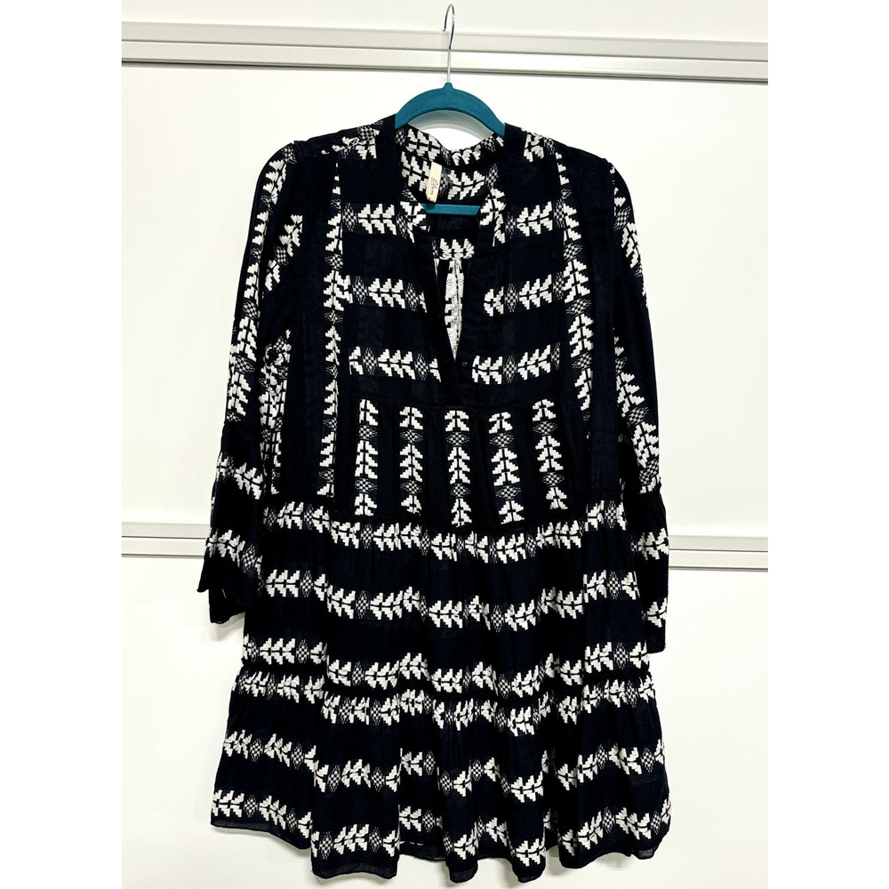 Elan Embroidered Swing Mini Dress - Tribal Print Beauty